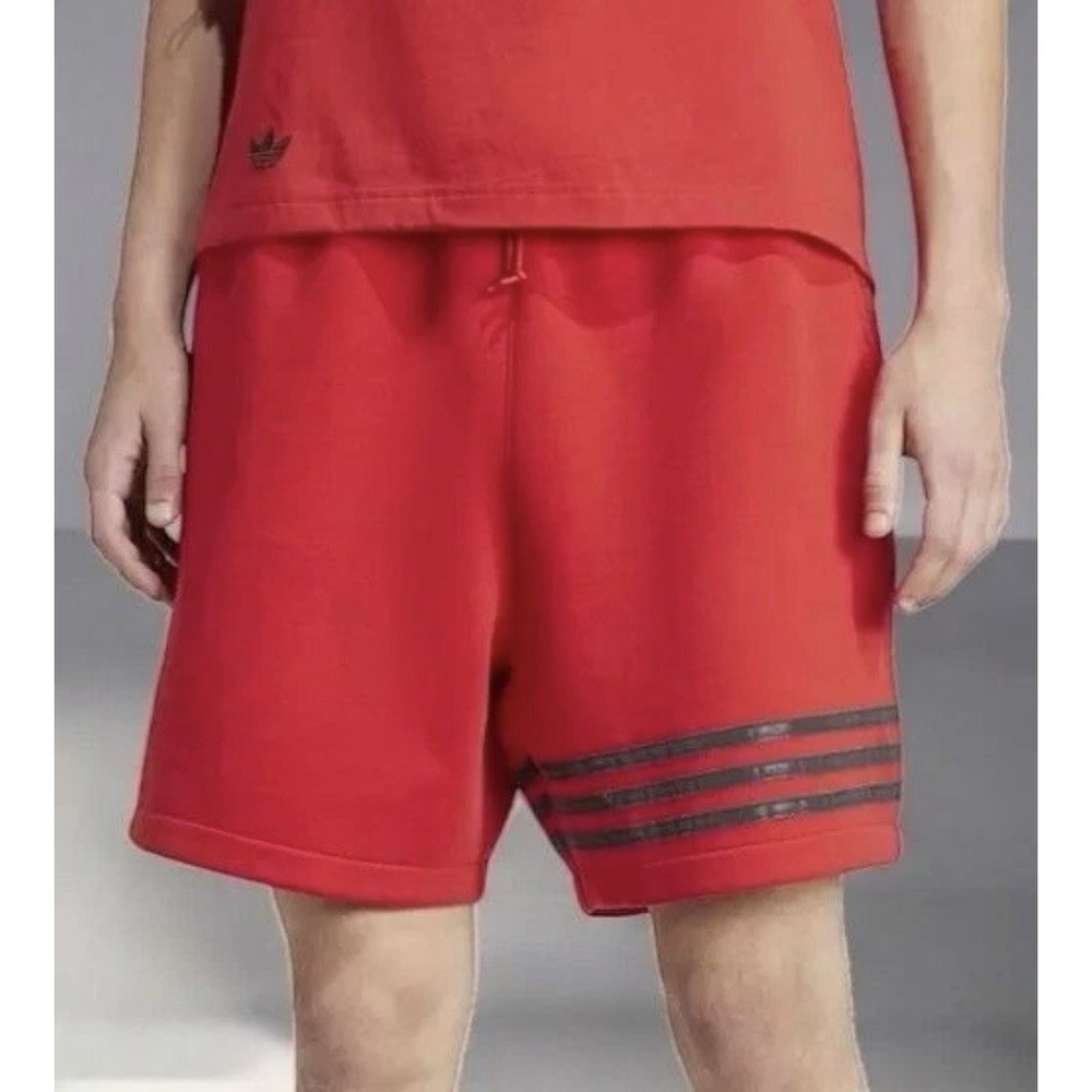 Adidas Men Neuclassic Red Striped Shorts Drawstring Waist Side Pockets NWT XS